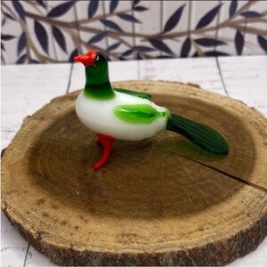 VINTAGE Miniature Hand Blown Glass Colorful Bird
